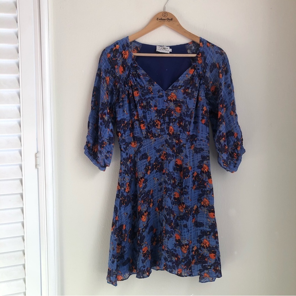 Tanya Taylor Size 2 Natalia Silk Floral A Line Casual Mini Dress - Picture 2 of 9